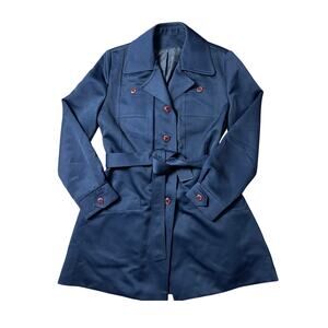 Vintage 70s Navy belted trench coat Made in USA